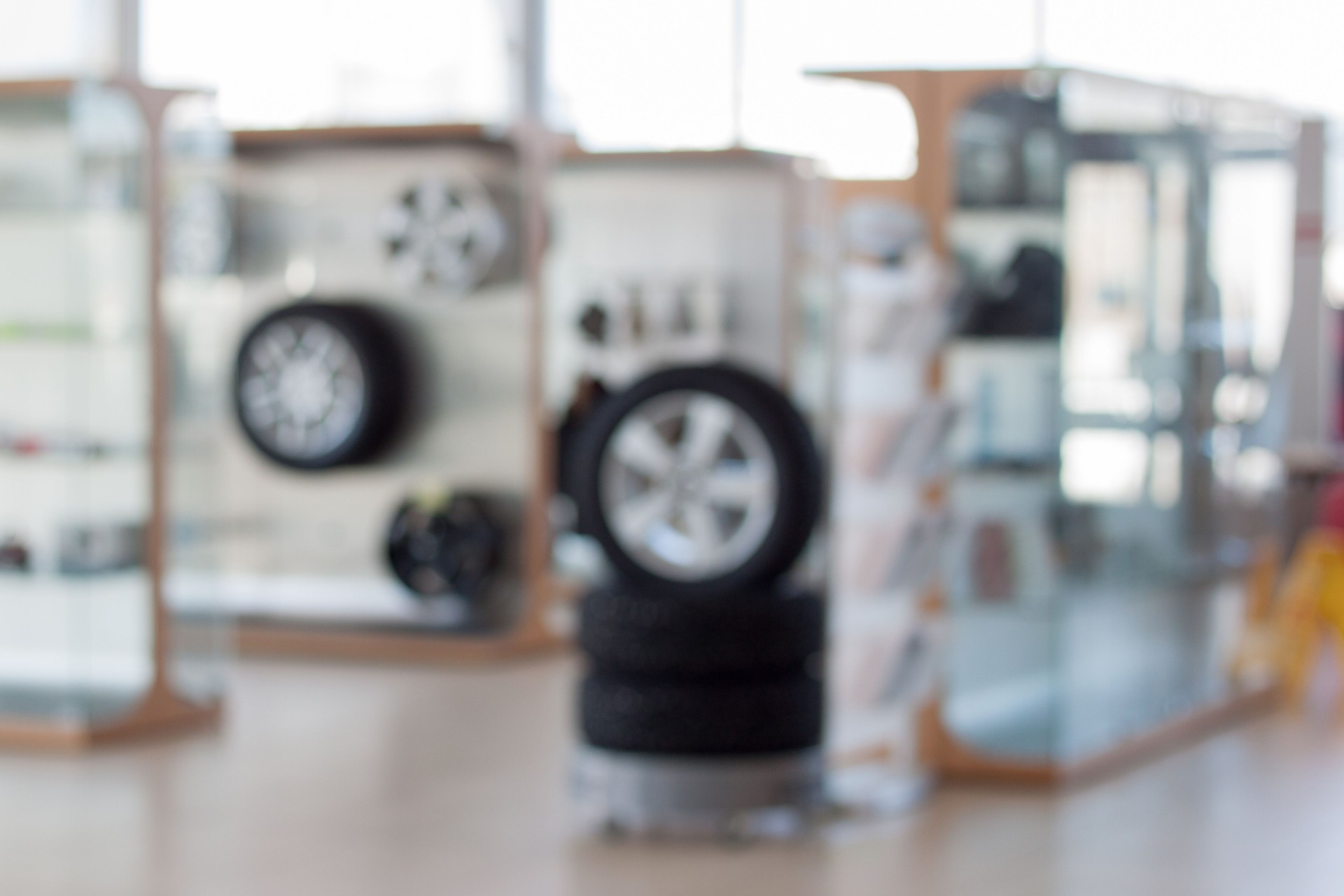 Autoshop. Spare parts and accessories. Themed blur background.